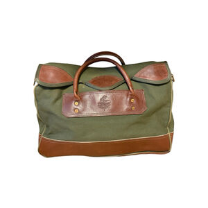 Vintage Gokey Canvas & Leather Weekender / Duffel Bag 20x13x8” Green NO STRAP